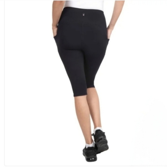 Spyder Active Capri Leggings Women's Size Large Black Stretch With Pockets NWOT - Picture 3 of 11